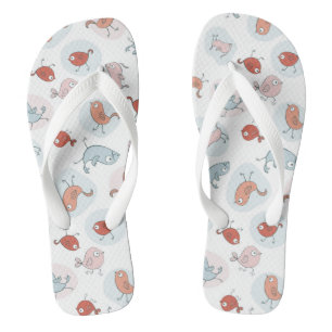 Tongs motif avec des oiseaux de bande dessinée