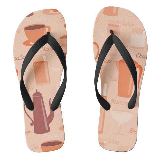 Tongs Motif avec les boissons et le texte (Semelle)