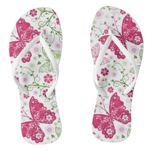 Tongs Motif blanc floral