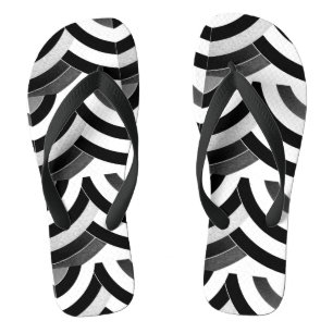 Tongs motif blanc noir de chevron de zigzag d'ombre