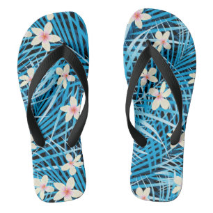 Tongs Motif bleu de palmettes