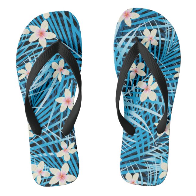 Tongs Motif bleu de palmettes (Semelle)