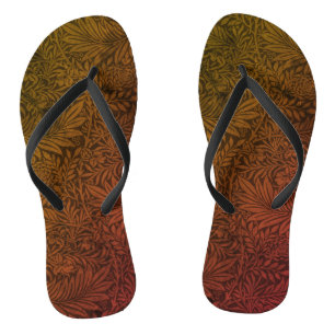 Tongs Motif botanique de pied-d'alouette floral orange v