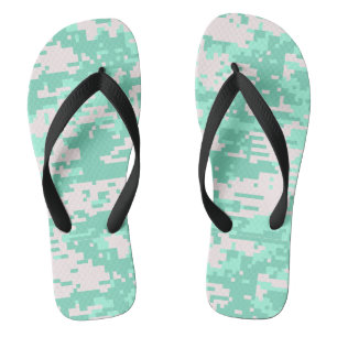 Tongs Motif Camo numérique à la menthe