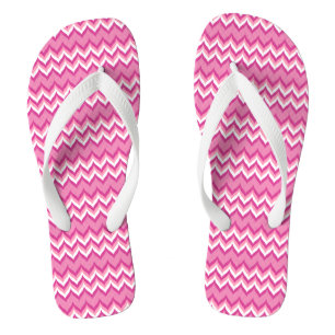 Tongs Motif Chevron Rose Et Blanc 2