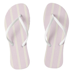 Tongs Motif cinq rayures pêche et crème