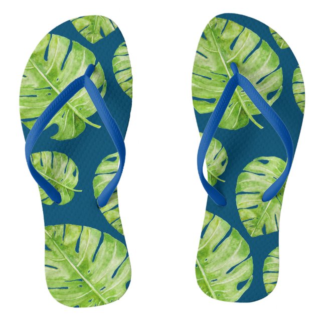 Tongs Motif Cute Chic Banane feuille bleu vert (Semelle)