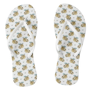 Tongs Motif d'aquarelle à secteurs Cutie