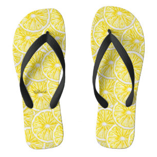 Tongs Motif d'aquarelle de tranches de citron