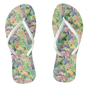 Tongs Motif d'aquarelle en fleurs exotiques