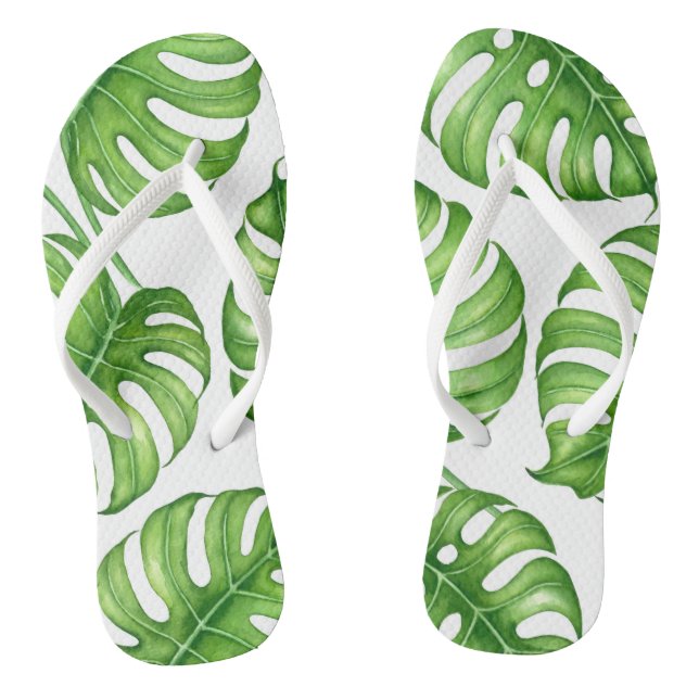Tongs Motif d'aquarelle Monstera (Semelle)