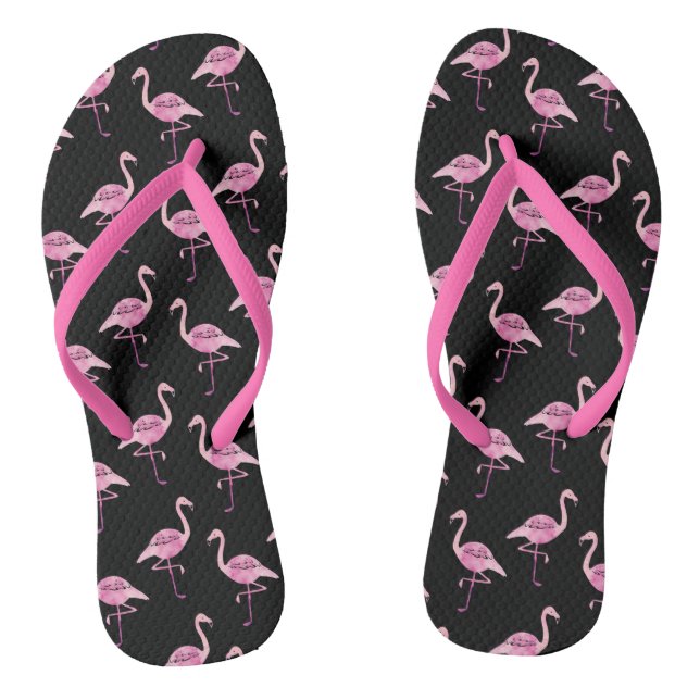 Tongs Motif d'aquarelle rose Flamant rose (Semelle)