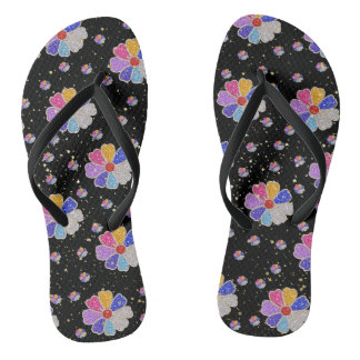 Tongs Motif de bijou floral scintillant