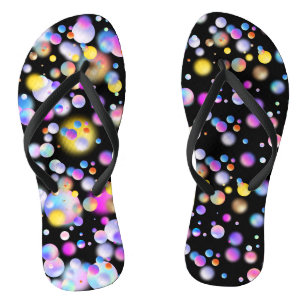 Tongs motif de boules flottantes 3D. BG noir
