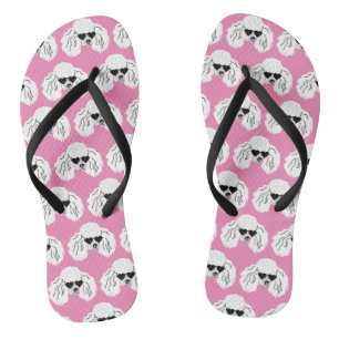 Tongs Motif de caniche mignon rose