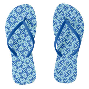 Tongs Motif de carreaux égyptiens, turquoise et bleu de