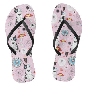 Tongs motif de chats et de fleurs
