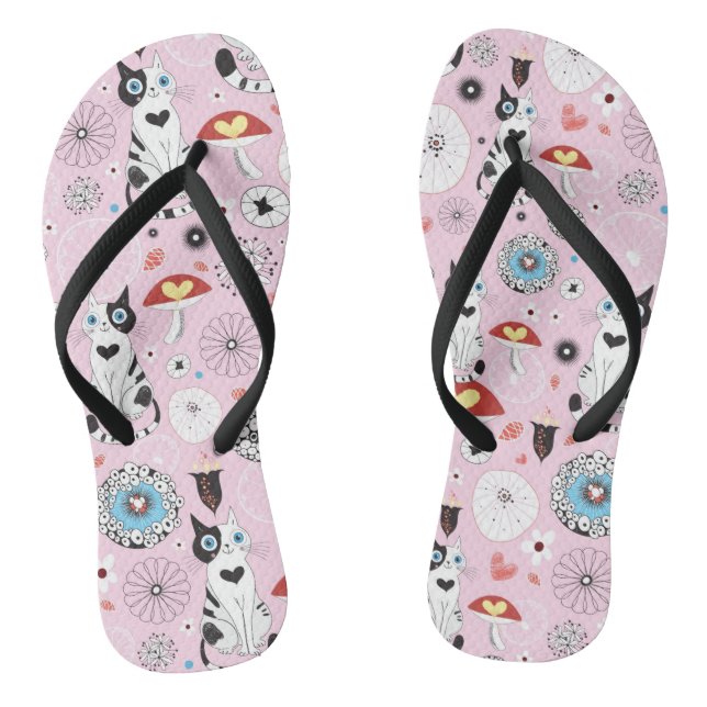 Tongs motif de chats et de fleurs (Semelle)
