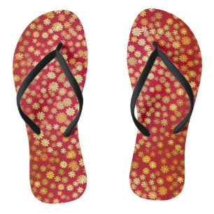 Tongs Motif de Chiyogami Floral Rouge
