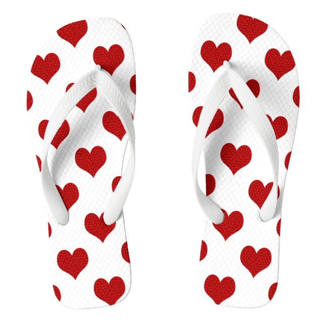 Tongs Motif de coeur de mosaïque rouge (Semelle)