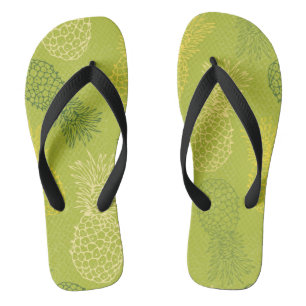 Tongs Motif de contour de l'ananas sur vert