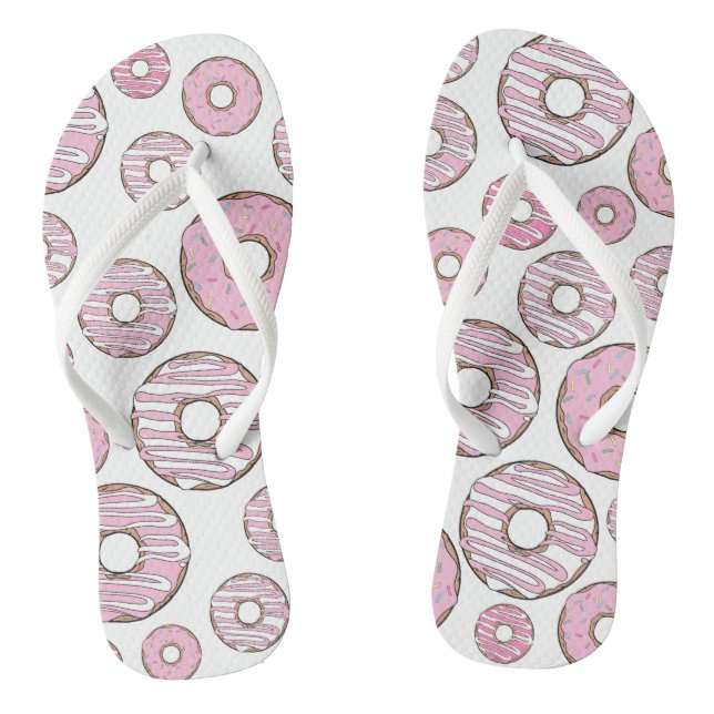 Tongs Motif De Donuts, Donuts Roses, Saupoudrages (Semelle)