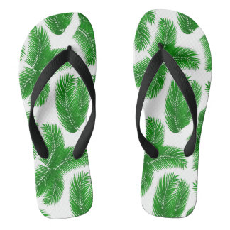 Tongs Motif de feuille de palmier tropical vert