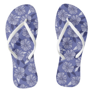 Tongs Motif de feuille florale violette moderne