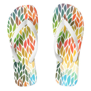 Tongs Motif de feuilles Abstraites colorées