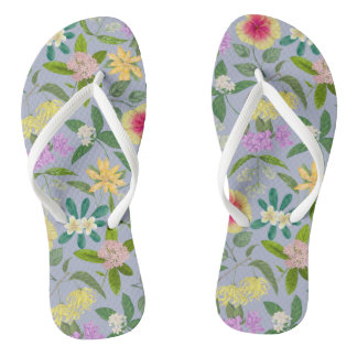 Tongs Motif de fleurs tropicales colorées illustrées