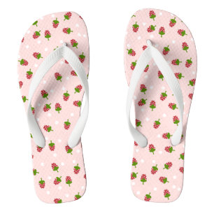 Tongs Motif de fraise rose mignonne fille Kawaii