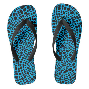 Tongs Motif de la peau orangée psychédélique bleue et no