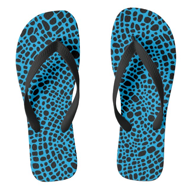 Tongs Motif de la peau orangée psychédélique bleue et no (Semelle)
