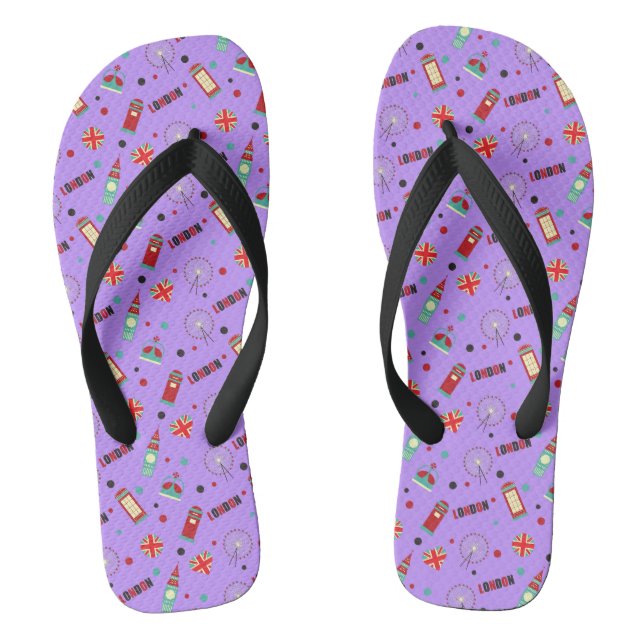 Tongs Motif de Londres avec Arrière - plan violet (Semelle)