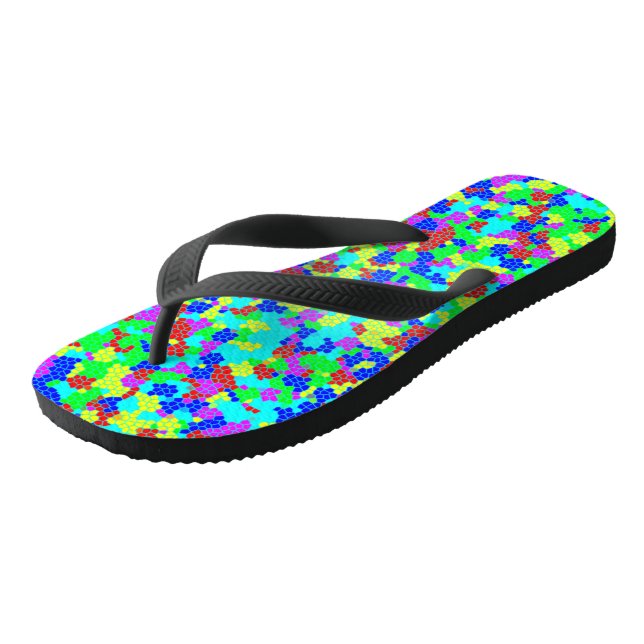 Tongs Motif de mosaïque arc-en-ciel chic et élégant (Incliné)