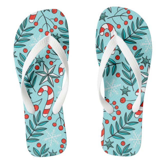 Tongs Motif de Noël bleu (Semelle)