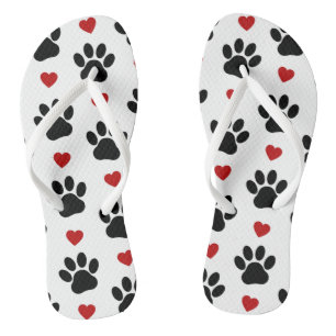 Tongs Motif De Pâtes, Pâtes De Chien, Pâtes Noires, Coeu