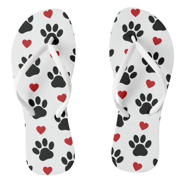 Tongs Motif De Pâtes, Pâtes De Chien, Pâtes Noires, Coeu (Semelle)