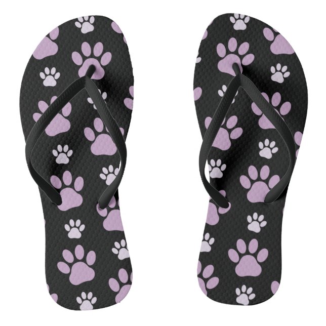 Tongs Motif De Pâtes, Pâtes Lilac, Pâtes De Chien, Empre (Semelle)
