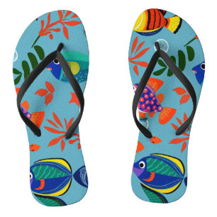 Tongs Motif de poissons tropicaux colorés sous l'eau