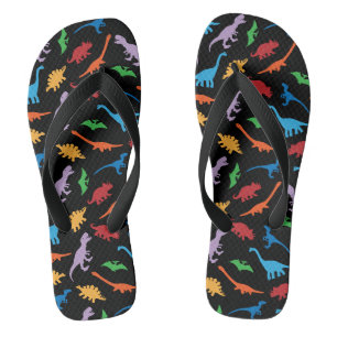 Tongs motif de silhouette de sept espèces de dinosaures