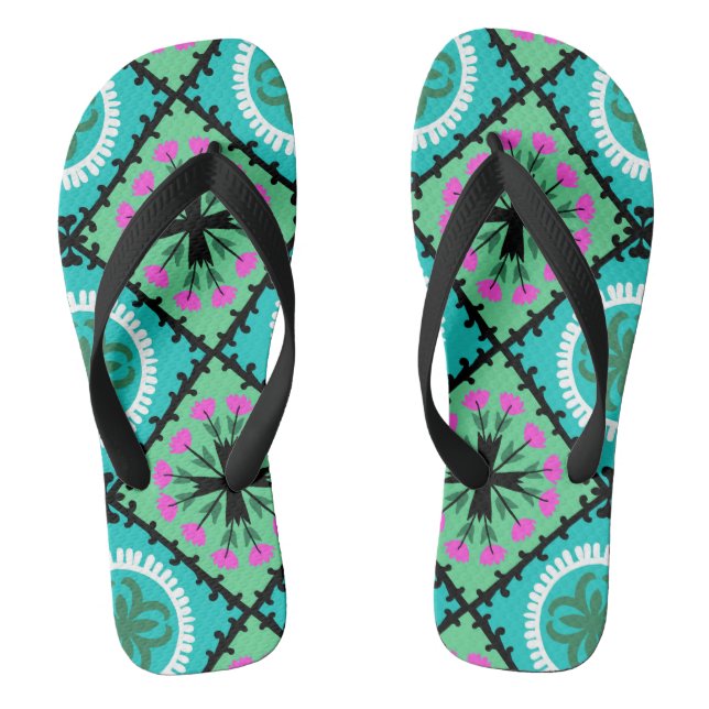 Tongs Motif de Suzani avec des motifs d'Ouzbékistan et (Semelle)