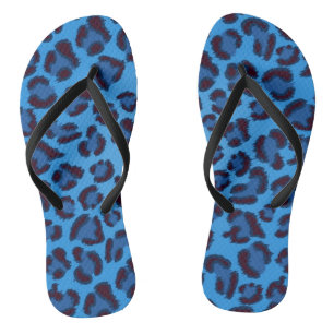 Tongs motif de texture de léopard bleu