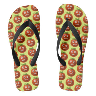 Tongs Motif de tomate caricaturale drôle vert