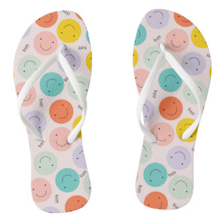 Tongs Motif de visage joyeux souriant coloré