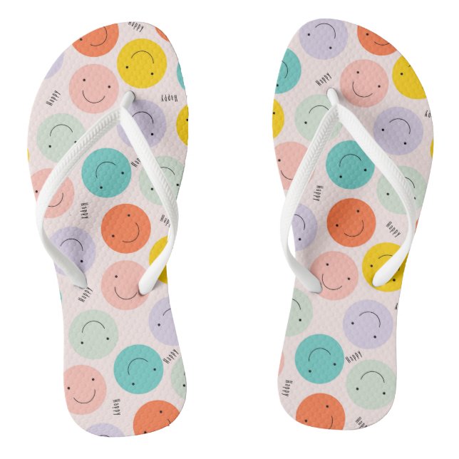 Tongs Motif de visage joyeux souriant coloré (Semelle)
