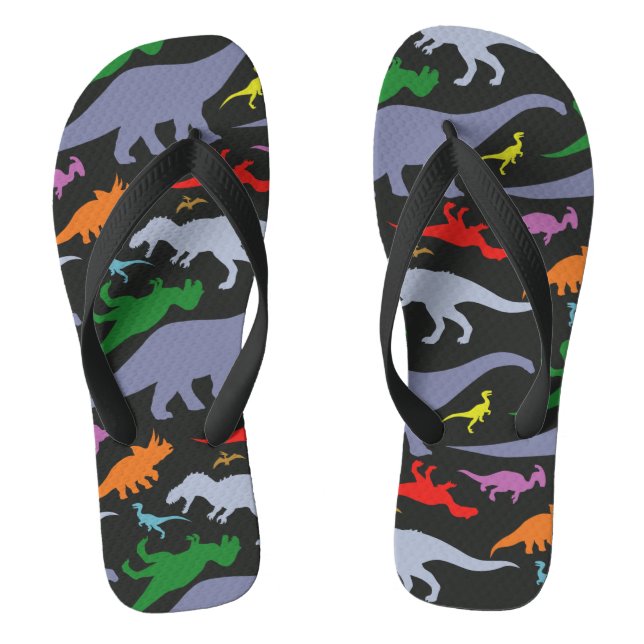 Tongs Motif Dinosaure coloré (foncé) (Semelle)