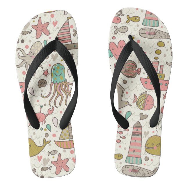 Tongs Motif drôle d'été avec des bateaux (Semelle)