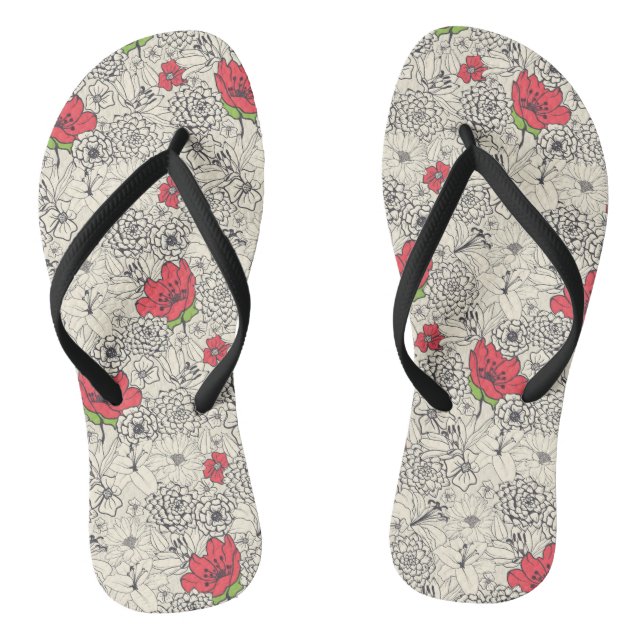 Tongs Motif du jardin de fleurs de pavot (Semelle)