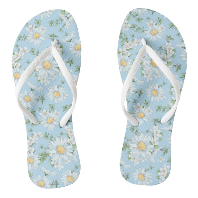 Tongs Motif du jardin fleuri Pastel Daisy (Semelle)